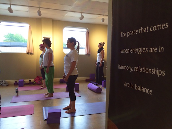 Participants during a yoga class